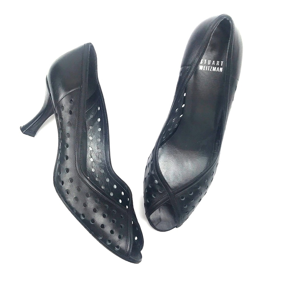 STUART WEITZMAN perforated peep toe heels